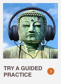 Buddha with headphones